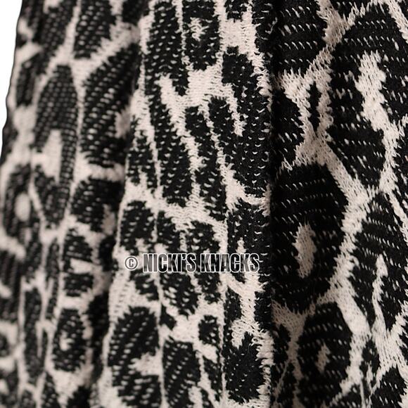 Forever 21 Leopard Print Knit Cardigan Tan Black Waterfall Open Front Size S - Picture 5 of 8
